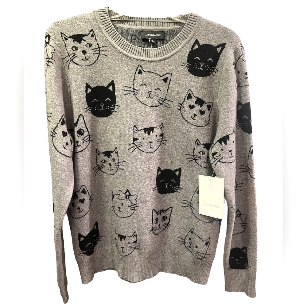NWT Anthropologie Calligraphie Kitty Sweater L